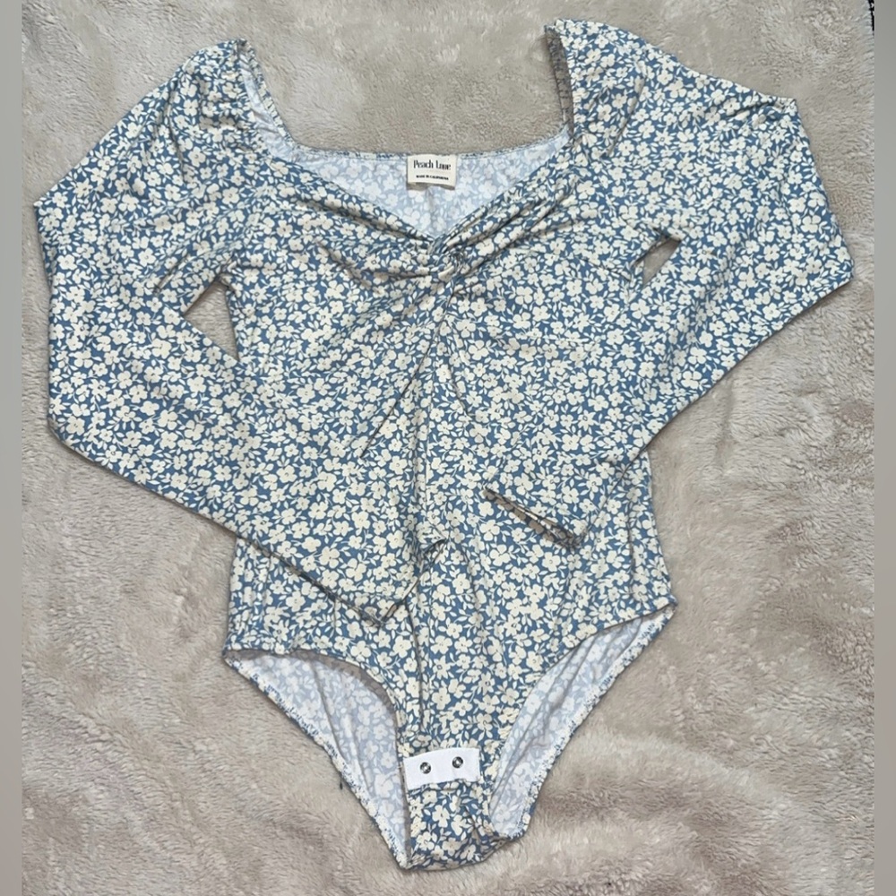 Women’s Floral Bodysuit Long Sleeve Top